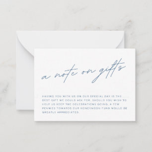Ein Hinweis zu Hochzeitgeschenken Mitteilungskarte