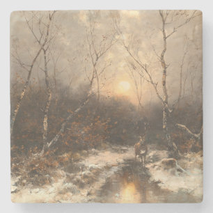 Ein Hirsch im Wald von Mondlicht - Désiré Thomassi Steinuntersetzer