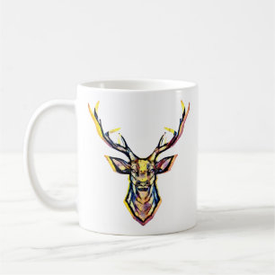 Ein Hirschkopf als buntes Bild im Aquarell Stil Kaffeetasse