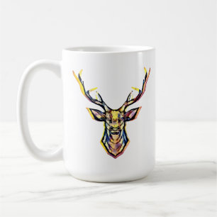 Ein Hirschkopf als buntes Bild im Aquarell Stil   Kaffeetasse