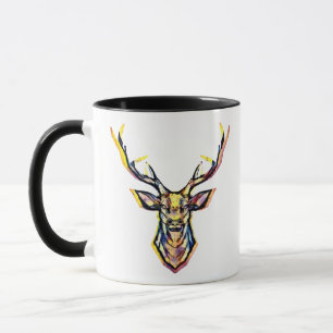 Ein Hirschkopf als buntes Bild im Aquarell Stil Tasse