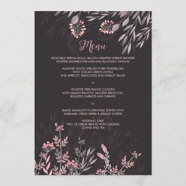 Ein Hochzeitsmenü für die Sommernacht Menükarte (Vorderseite)