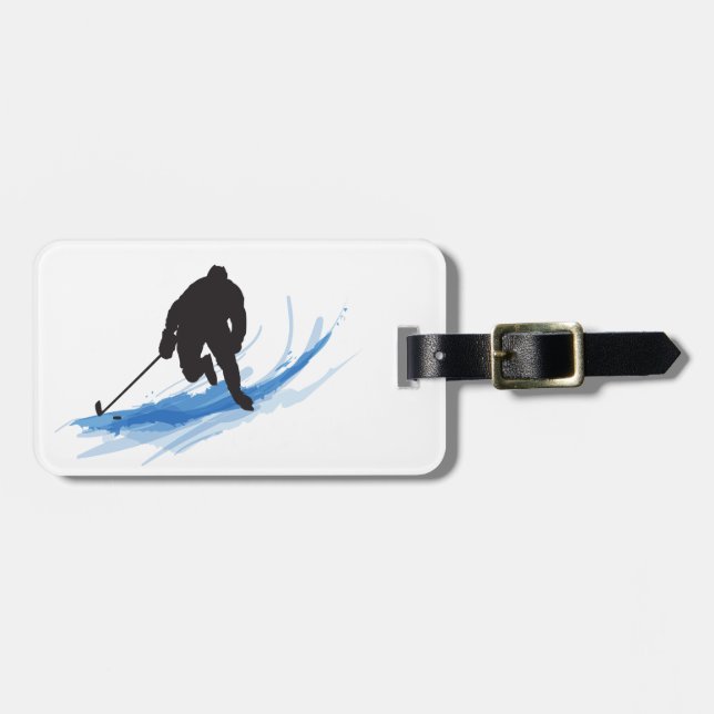 Ein Hockey-Spieler auf Eis Gepäckanhänger (Vorderseite horizontal)