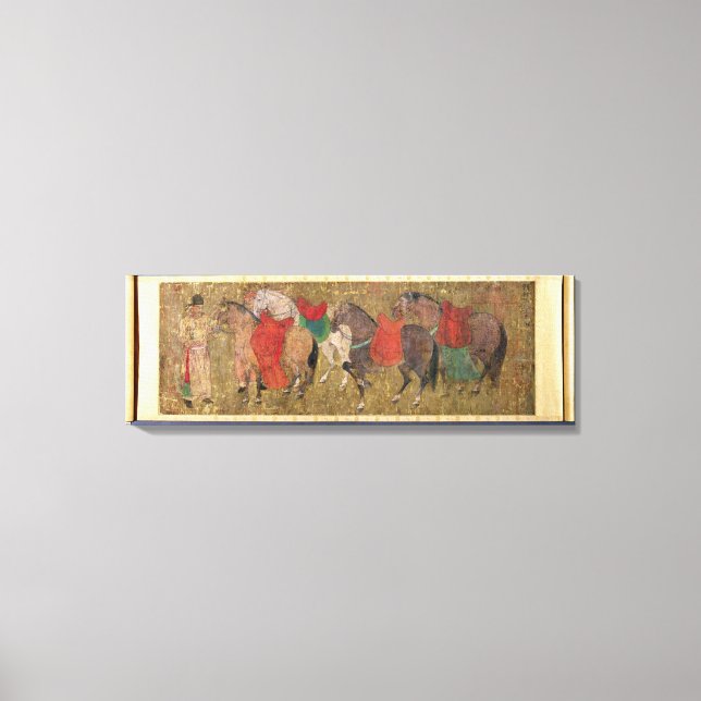 Ein Hof mit Pferden Leinwanddruck (Vorderseite)