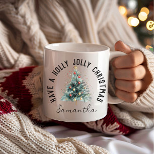 Ein Holly Jolly Weihnachten Personalisierter Namen Kaffeetasse