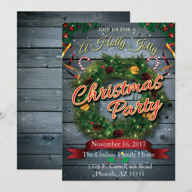 Ein Holly-Jolly-Weihnachtsfest-Party Einladung (Vorne/Hinten)
