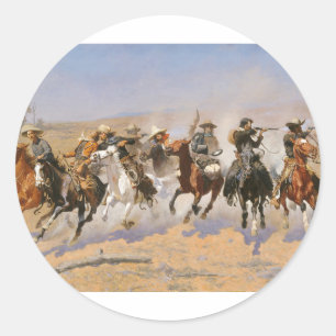 Ein Holzschlag von Frederick Remington Runder Aufkleber