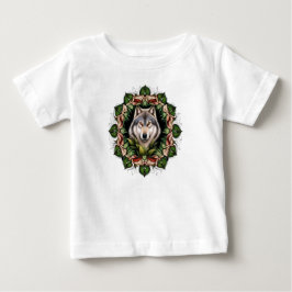 Ein Holzwolf umgeben von Ladys Slipper Baby T-shirt