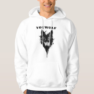 Ein Hoodie aus Ali-Stoff mit Wolfsdesign