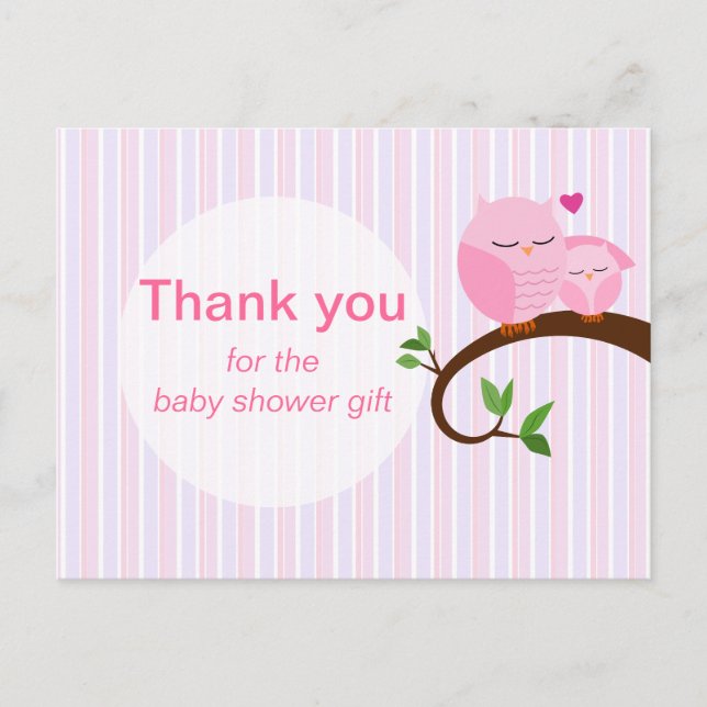 Ein Hoot einer Babydusche - Danke Pinks Postkarte (Vorderseite)