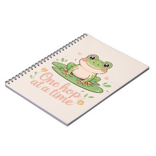 Ein Hopser auf einmal   Frosch auf Seerosenblatt  Notizblock