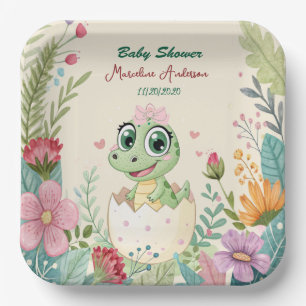 ein hübscher Dinosaurier Wasserfarbenhahn bald Pappteller