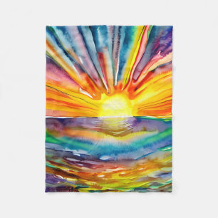 Ein Hübscher Sonnenuntergang über dem Wasser Fleecedecke