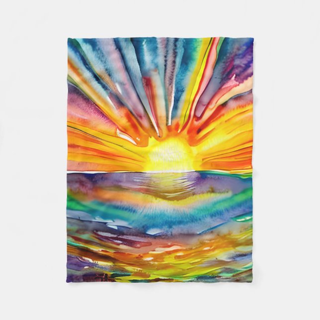Ein Hübscher Sonnenuntergang über dem Wasser Fleecedecke (Vorderseite)
