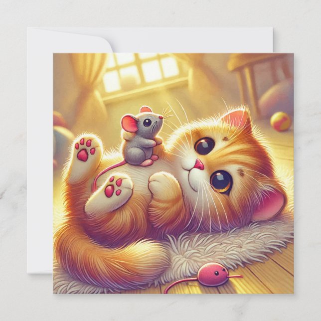 Ein hübsches Design für Kitten und Maus Einladung (Vorderseite)