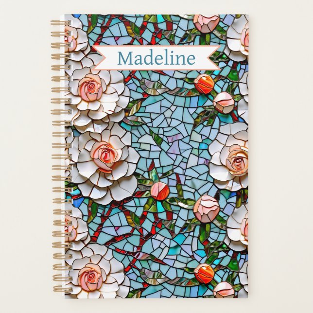 Ein Hübsches Imitat Mosaik-Blumenmuster Personalis Planer (Vorderseite)