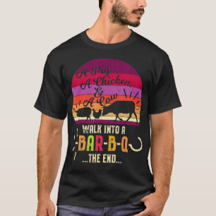 Ein Huhn ein Huhn Eine Kuh spazieren in eine BarGr T-Shirt