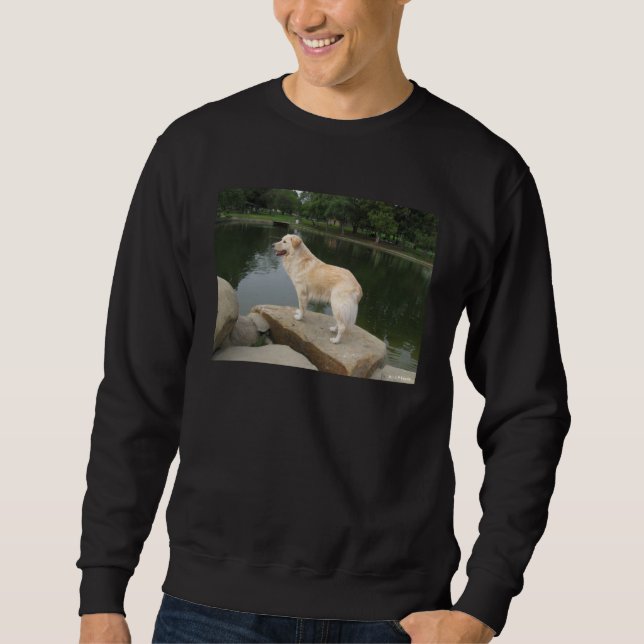 Ein Hund an einem Teich Sweatshirt (Vorderseite)