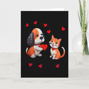 Ein Hund, der mir eine rote Herz für eine Katze au Karte