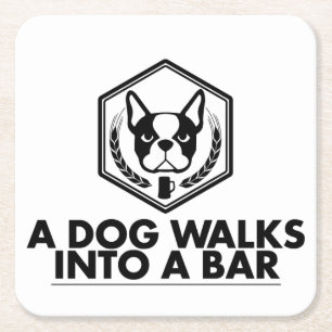 Ein Hund geht in ein Bar - Rechteckiger Pappuntersetzer