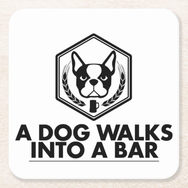 Ein Hund geht in ein Bar - Rechteckiger Pappuntersetzer (Vorderseite)