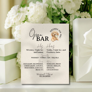 Ein Hund Hochzeit Paar Signature Drink Open Bar Sockelschild
