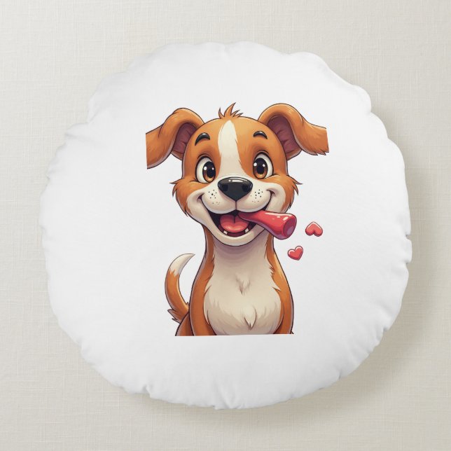 Ein Hund lächelt Kissenpolster Rundes Kissen (Vorderseite)