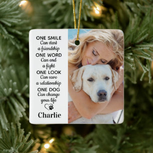 Ein Hund Personalisiert 2 Haustier Foto Hundeliebh Keramikornament
