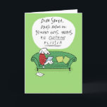 Ein Hundebrief an Weihnachten Weihnachten<br><div class="desc">Der weiße Hund mit einem roten Urlaubspulli sitzt auf einem niedlichen grünen Sofa und schreibt einen Brief an den Weihnachtsmann. "Lieber Weihnachtsmann, bitte bringen Sie mich mit: quietschige Spielzeuge, Leckereien, KEINE KLEIDUNG BITTE!!!" Im Inneren steht "Frohe Weihnachten". Inside Text kann mit Ihrem eigenen Gruß angepasst werden. Eine lustige Weihnachtskarte, die...</div>