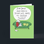 Ein Hundebrief an Weihnachten Weihnachten<br><div class="desc">Der weiße Hund mit einem roten Urlaubspulli sitzt auf einem niedlichen grünen Sofa und schreibt einen Brief an den Weihnachtsmann. "Lieber Weihnachtsmann, bitte bringen Sie mich mit: quietschige Spielzeuge, Leckereien, KEINE KLEIDUNG BITTE!!!" Im Inneren steht "Frohe Weihnachten". Inside Text kann mit Ihrem eigenen Gruß angepasst werden. Eine lustige Weihnachtskarte, die...</div>