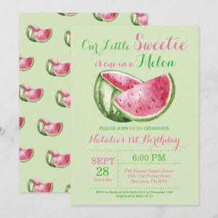Ein in einem Melone-Wassermelone-ersten Geburtstag Einladung