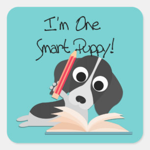 Ein intelligentes Puppy Quadratischer Aufkleber