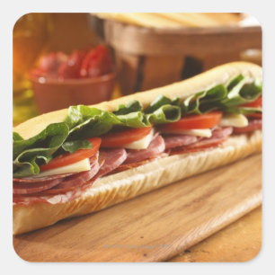 Ein italienisches Untersandwich mit 2 Quadratischer Aufkleber