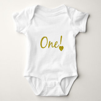Ein Jahr alter Gold Glitzer Baby Jersey Bodysuit Strampler