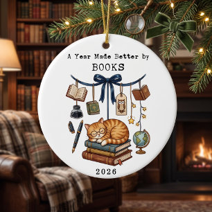 Ein Jahr, das durch Bücher besser wurde Weihnachts Keramik Ornament