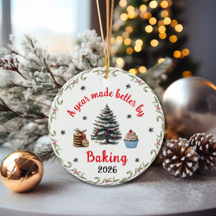 Ein Jahr, das durch das Backen von Weihnachtsgesch Keramik Ornament