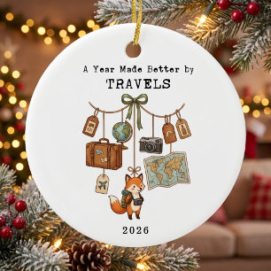 Ein Jahr, das durch Reisen Weihnachten besser wird Keramik Ornament