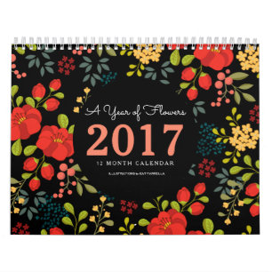 Ein Jahr der Blume Illustrierte Seiten Kalender