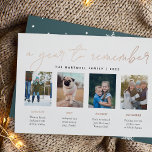 Ein Jahr der Erinnerung | Jahr in der FotoCollage Folien Feiertagskarte<br><div class="desc">Das einzigartige, moderne Design der Feriencard besticht durch vier beliebte Fotos mit Sonderaufnahmen, mit Ihrem Familiennamen und "A Year to Remember" oben in luxuriöser Rose mit Goldfolie. Erstellen Sie eine eindrucksvolle Stilkarte für Ihre Familie und Freunde, indem Sie Fotos der besonderen Momente Ihrer Familie teilen und sie mit unseren Vorlagen...</div>