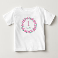 Ein Jahr Geburtstag Mädchen Rosa Blumenkraut Baby