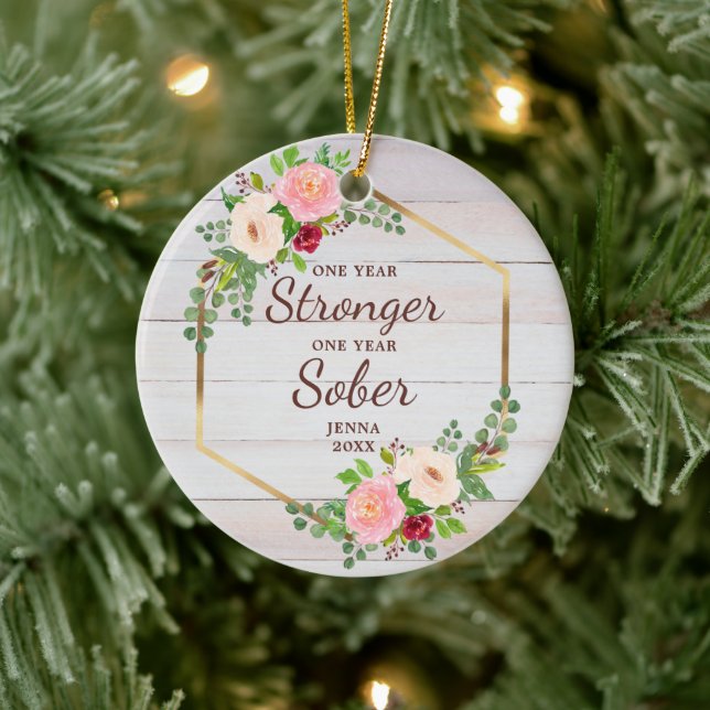Ein Jahr nüchtern ein Jahr Personalisierter Keramik Ornament (Baum)