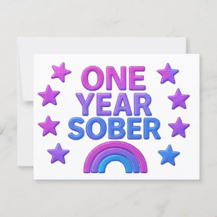 Ein Jahr nüchtern sobriety-Jubiläum Geburtstag AA  Postkarte