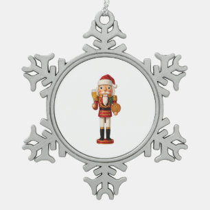 Ein Jahr nüchterner Nussknacker-Feiertagsfeier Schneeflocken Zinn-Ornament