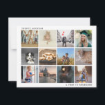 Ein Jahr, um sich an die Fotocollage der Familie z Feiertagskarte<br><div class="desc">Mit dieser modernen "Year in Review"-Weihnachtskarte mit zwölf quadratischen Fotos in einer einfachen Collage können Sie Ihren Feiertagssjubiläum ausklingen lassen. Oben verlassen ist das Jahr, das ausgewiesen wurde, und unten rechts die Meldung "Ein Jahr zur Erinnerung". Die Rückseite hat eine Vorlage, mit der Sie Ihre personalisierte Nachricht auf einem weißen...</div>