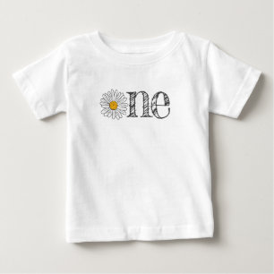 Ein Jahr Weiße Daisy Floral Baby T-shirt