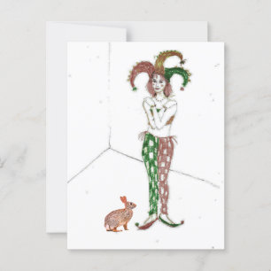 Ein Jester und ein Kaninchen Postkarte