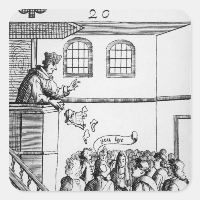 Ein Jesuit, der vor unserer Bibel predigt Quadratischer Aufkleber (Vorderseite)