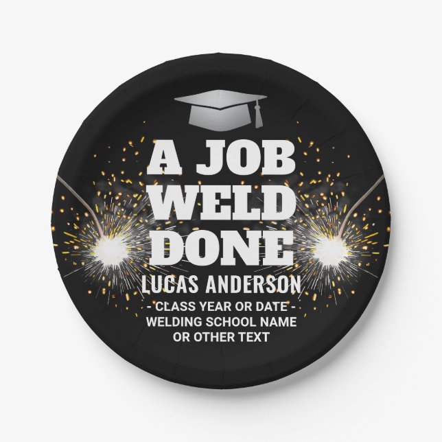 Ein Job wurde gemacht Torch & Sparks Welder Abschl Pappteller (Vorderseite)