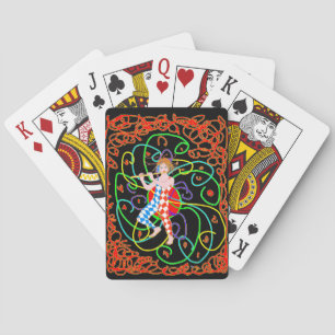 Ein Joker spielt Flöte Spielkarten