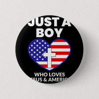 Ein Junge, der Jesus &amp; Amerika patriotisch lie Button